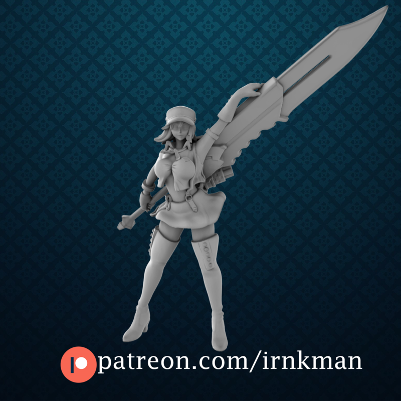 Alisa Amiella from Irnkman Minis. Total height apx. 60mm. Unpainted resin miniature